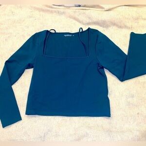 Abercrombie Crop Soft A&F Collection Soft Square Neck Teal Top Size Large